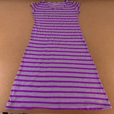 Just Love Women's XL Purple Striped Short Sleeve Scoop Neck Pullover Maxi Dress