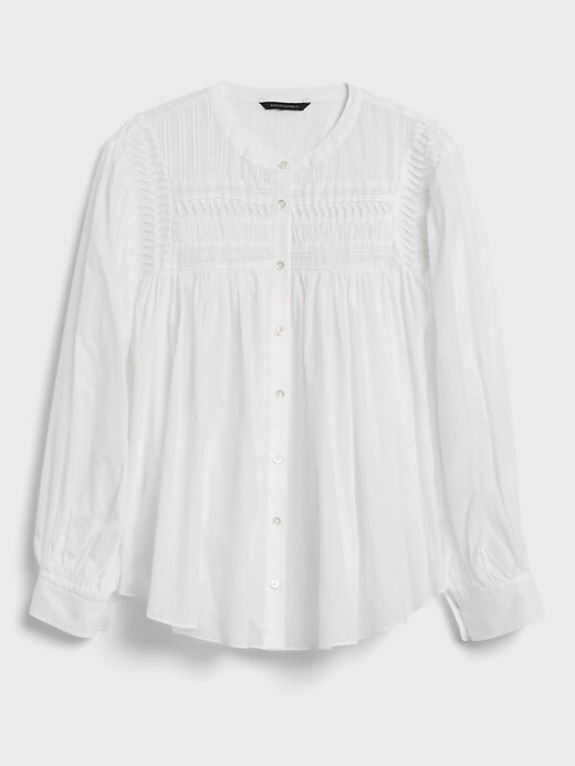 Banana Republic XS Pintuck Swing Top XS White #796069 NEW | eBay