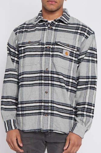 Mens Carhartt WIP Hawkins Shirt Jacket Cotton Shacket Flannel Overshirt - Picture 14 of 16