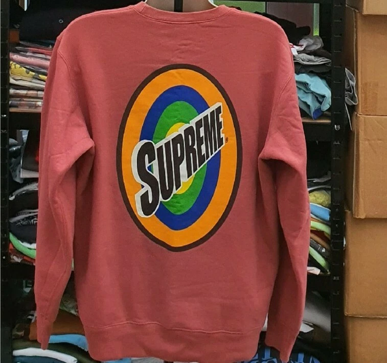 Pull sweat col rond mauve logo spin SS16 Supreme taille XL 