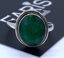 Designer 925 Sterling Silver Ladies Emerald Oval Ring Green Gemstone Jewellery