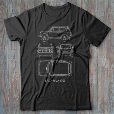 Automotive car T-shirt - LADA NIVA 1700 USSR - technical blueprint CCCP VAZ