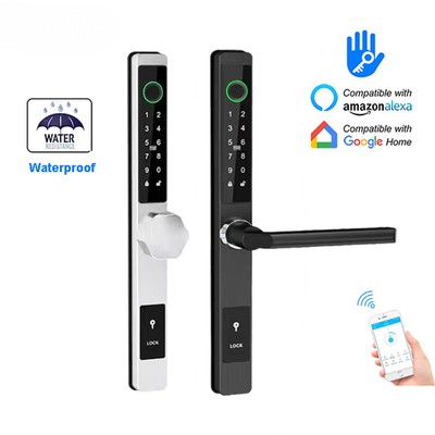 Mortise Lock Fingerprint Card Code Keyless Smart Door Lock Sliding Aluminum Door
