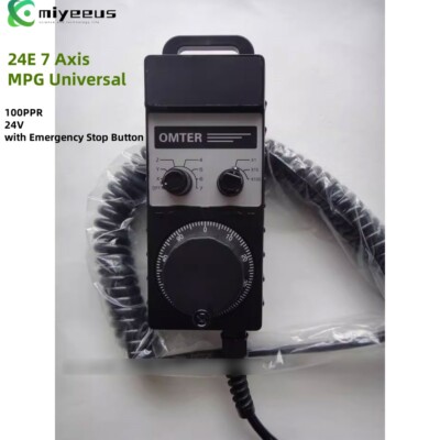 24E 7Axis MPG Universal Manual Pulse Generator CNC Handwheel 100PPR 24V f/PLC