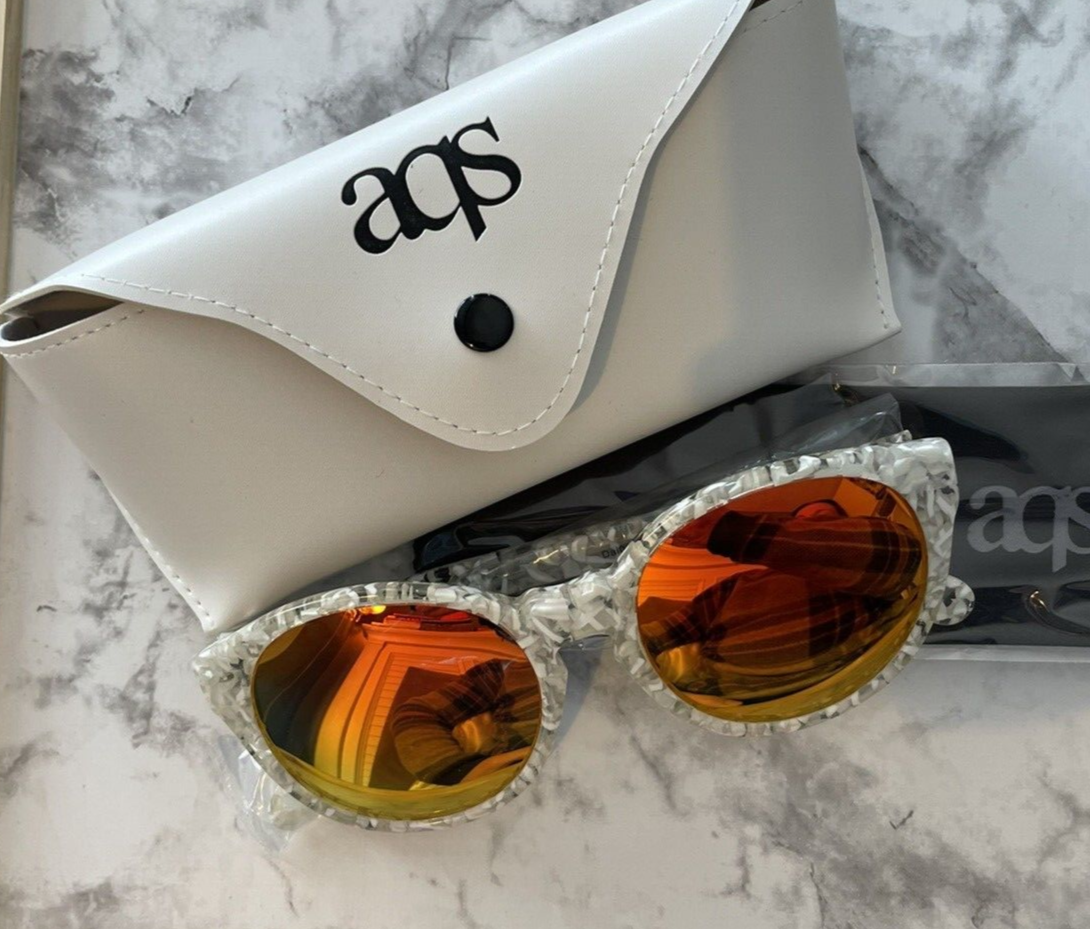 NWT AQS Milo 49mm Sunglasses Mirror Reflect Red Orange  display picture 1