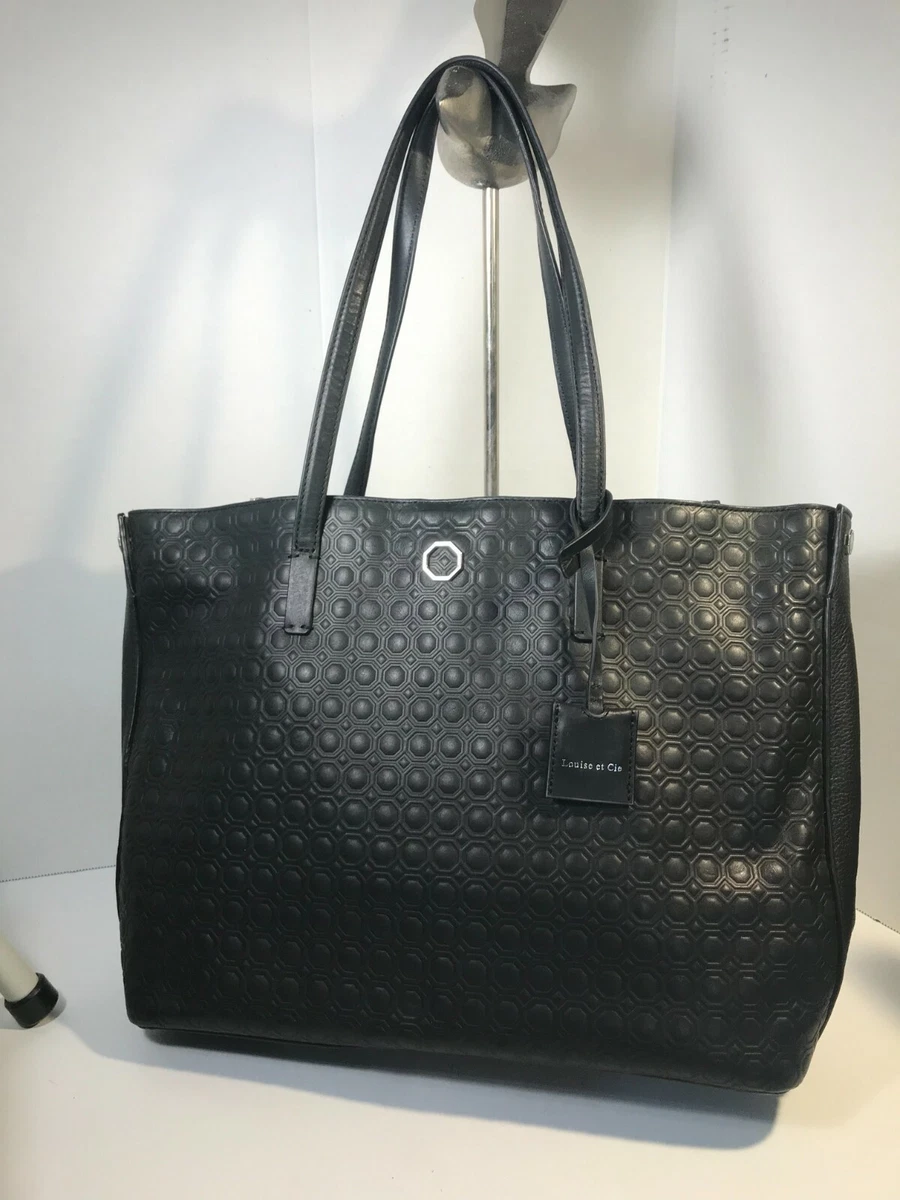 Louise Et Cie black leather tote, Louise Et Cie black textured leather purse