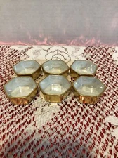 Czech China Hexagon Gold Salt Dip Cellar Czechoslovakia Iridescent Hand Painted