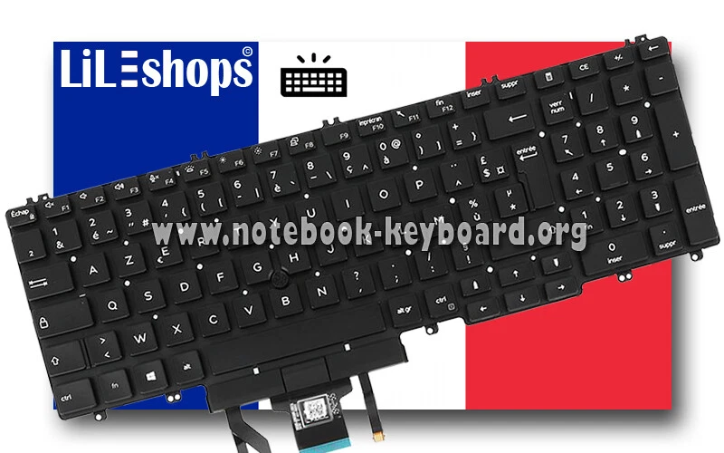 Clavier Français Original Pour Dell Latitude 5500 5501 5510 5511 Rétroéclairé