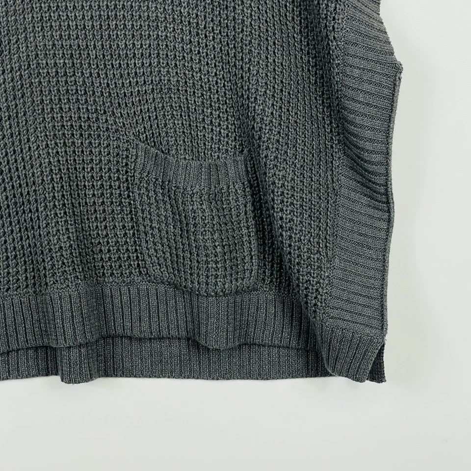 Neiman Marcus Brown Grey Chunky Knit Oversize Shawl Drape Sweater Womens Medium - Image 4 of 4