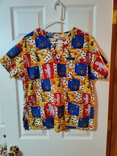 Halloween Comfy Cottons Scrub Top Shirt Size Medium