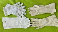 Vintage Gloves 4 Pair 2 White,1 NuBuck Cream, 1 Cream Sz 7 1/2  7, 1 Stretchy