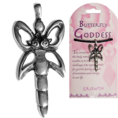 Amulet BUTTERFLY GODDESS Growth Transformation Necklace Jewelry STORY CARD+CORD