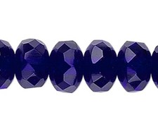Opaque Cobalt Blue Czech Fire Polished Glass 7x5mm Rondelle Beads 1 Strand 90 