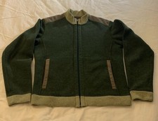 VTG Womens M Patagonia Olive Green Full-Zip Track, USA Made, 51410, Wool Blend