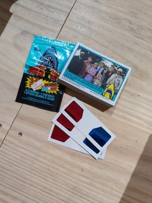 1983 Jaws 3-D Movie Complete Set 1-44 Topps +  Glasses & Wrapper