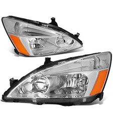 Dna Motoring Pair Headlight Assembly Compatible 03-07 Honda Accord Chrome