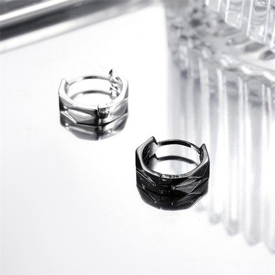 Fashion Simple Geometric Hoop Earrings For Men Hip Hop Trend Jewelry Gifts