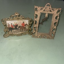 Vintage Ornate Brass Picture Frames Easel Lot of 2