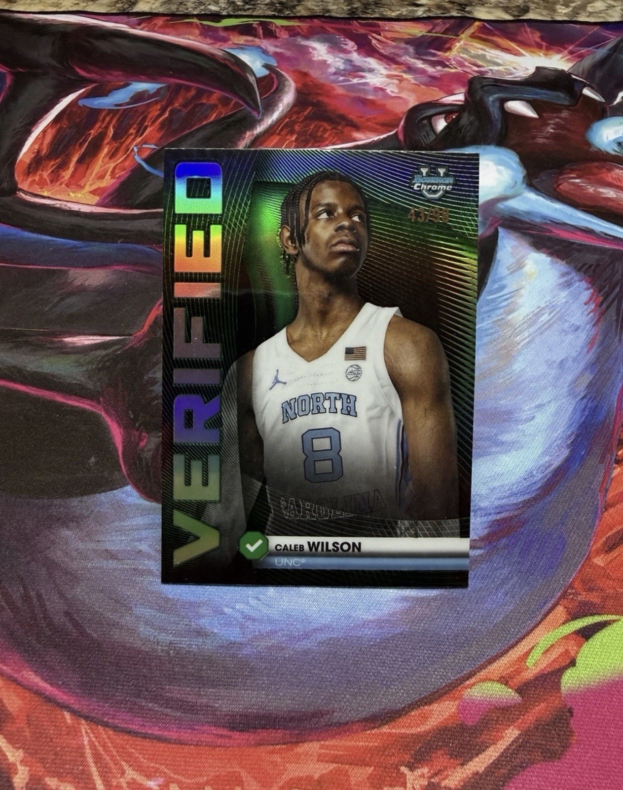 2025-26 Topps Bowman Baskrtball Caleb Wilson Verified Green Refractor /99 CLEAN