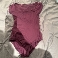 Purple Short Sleeve Women's Adult Ballet Dance Leotard for Performance Practice