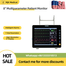 8" LCD Multiparameter Patient Monitor: ECG, NIBP, SpO2, Resp, Temp, PR, Portable