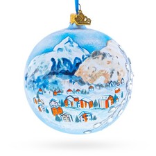 Matterhorn, Zermatt, Switzerland Jeweled Glass Ball Ornament 4 Inches