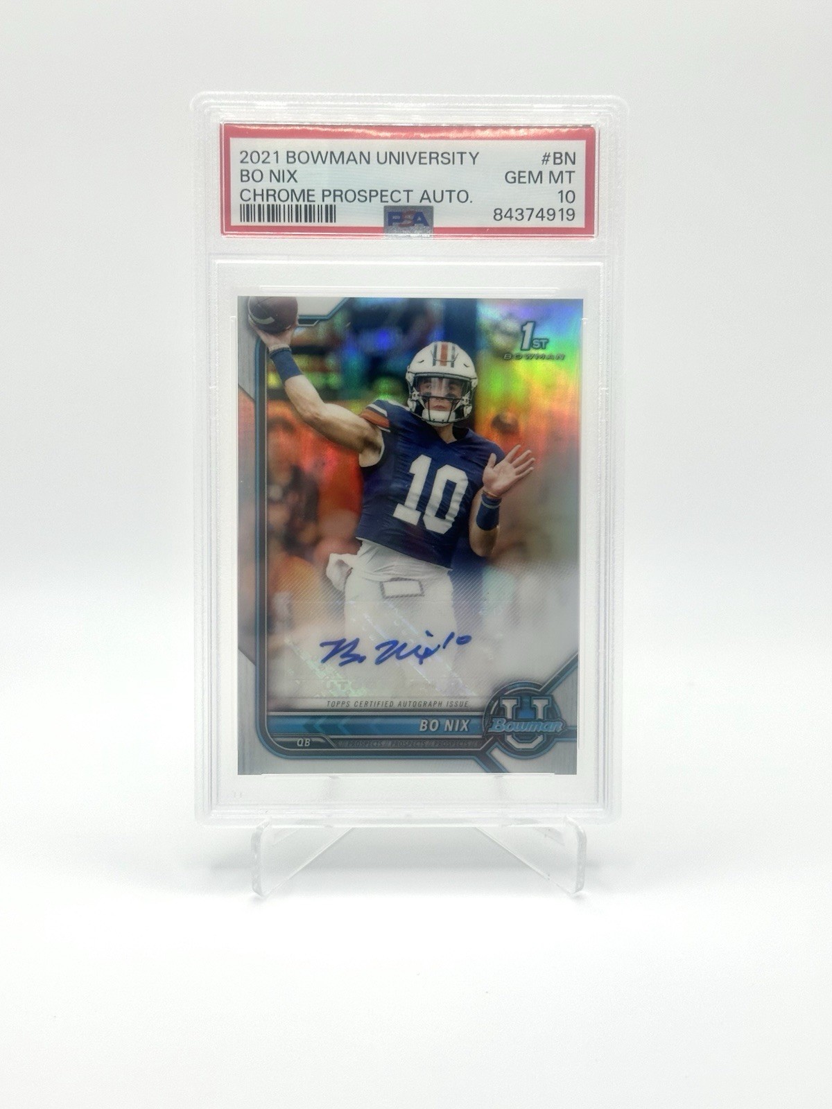Bo Nix 2021 Bowman Chrome University Auto PSA 10