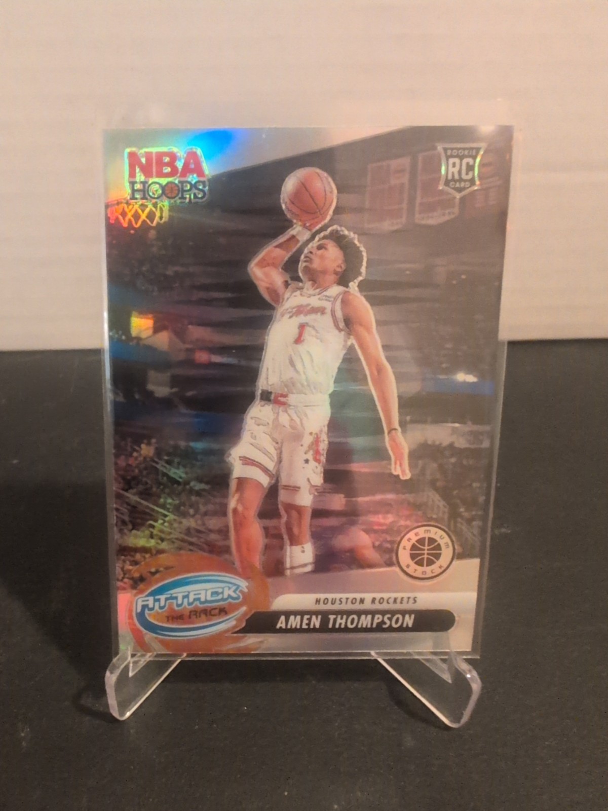 2023-24 NBA Hoops Premium Stock Amen Thompson RC Attack The Rack Silver #9
