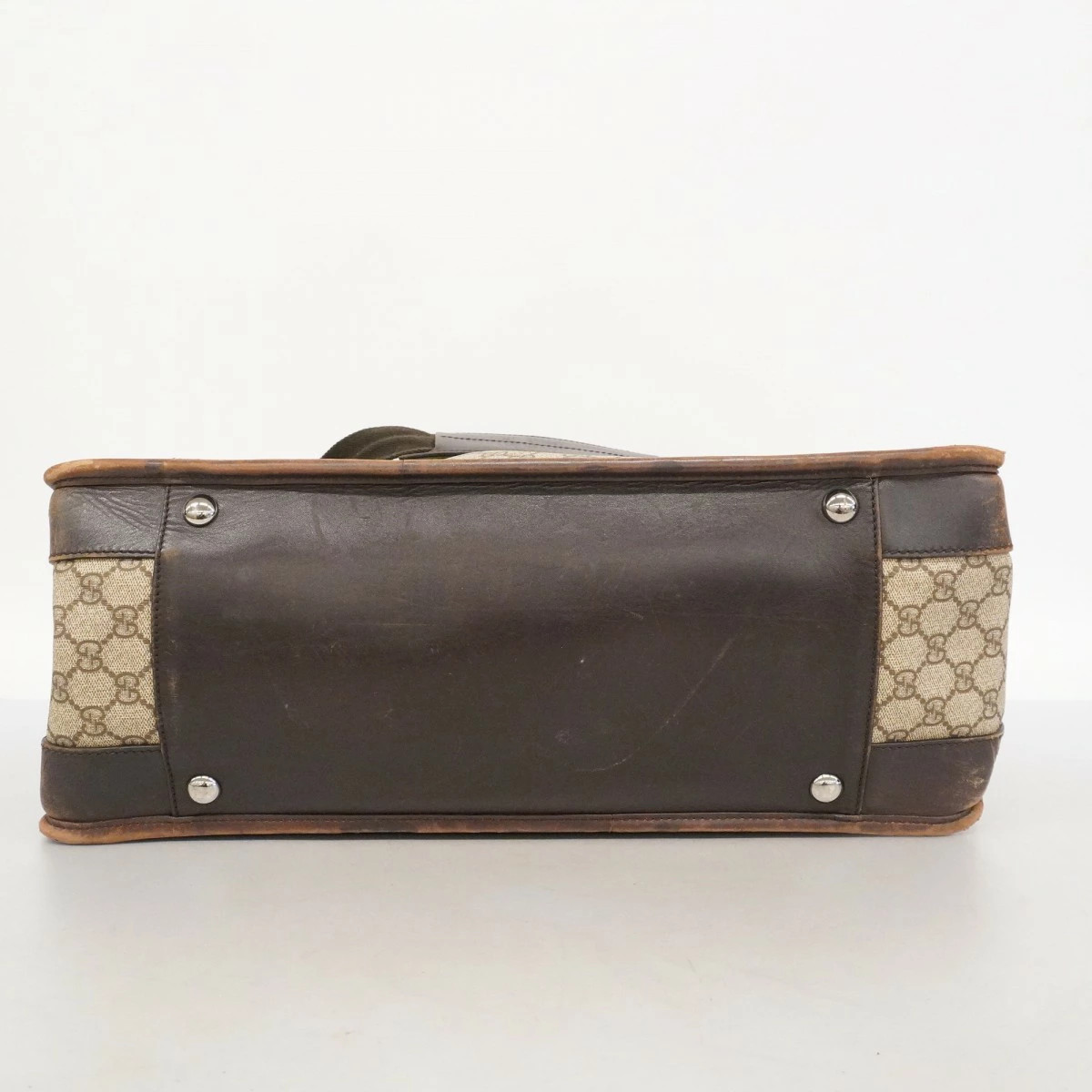 Gucci GG Supreme 2Way Tote Bag PVC Brown Silver Hardware thumbnail 3