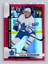 2017-18 O-Pee-Chee Platinum Rookies Andreas Borgman #183 Red Prism /199 (RC)