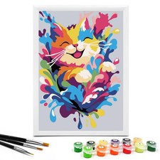 Kitten DIY Paint By Numbers Kit For Kids Beginner Animal Canvas Wall Art 7x9