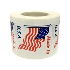 Made in U.S.A. (1.5") Labels America American Flag Peel & Stick (2) RLS 500 EA
