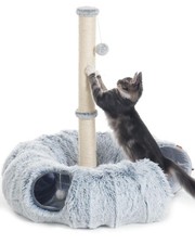 Aechonow 3-in-1 Cat Toys, 34'' Tall Scratching Post with Beige Grey