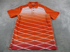 Oakley Polo Shirt Mens Small Orange Hydrolix Geometric Gradient Golf Performance