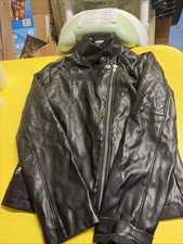 Art Class Girls Black Faux Leather Moto Biker Jacket Quilted Shoulders Full Zip