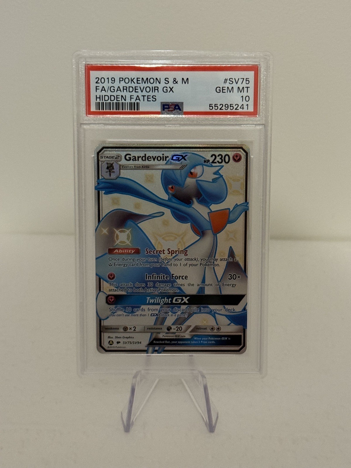 2019 Pokemon Sun & Moon Hidden Fates Shiny GARDEVOIR GX #SV75 PSA 10 GEM MINT