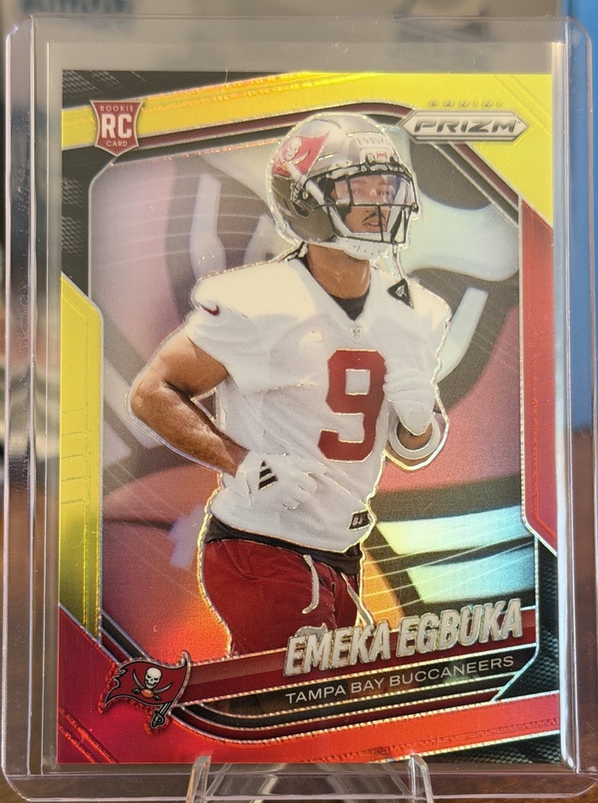 Emeka Egbuka 2025 International Panini Prizm Red & Yellow #351 17/44 RC