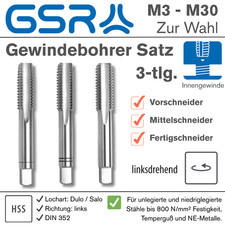 GSR Linksgewinde Gewindebohrer Satz Metrisch M3 - M30 Handgewindebohrer HSS