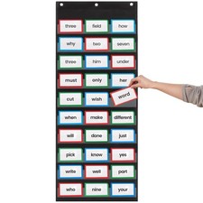 17x44 Inch Pocket Chart Black, Classroom Sentence Strips Hanging Wall Organizer