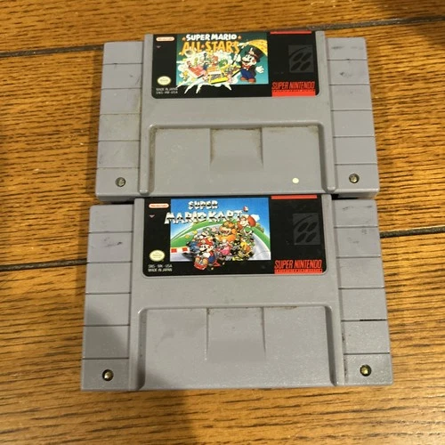 Super Nintendo SNES Lot Super Mario All Stars & Super Mario Kart Cartridge Games