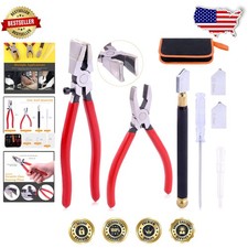 Elite Glass Cutter Tool Kit: 8pc Pliers, Oil Feed, Rubber Tip