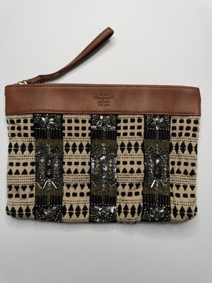 Abercrombie & Fitch Embellished Clutch Purse Bag Embroidered Rhinestone Beaded
