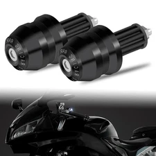Motorcycle Anti-Vibration 7/8" Handle Bar End Plug Grip Ends Cap Aluminum Black