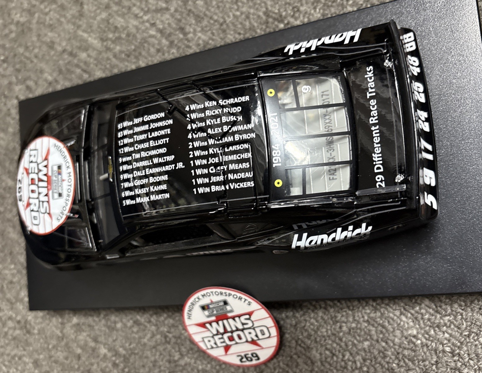 Hendricks Motorsports Win Record 269 Wins 1/24 NASCAR Die Cast Chevy 