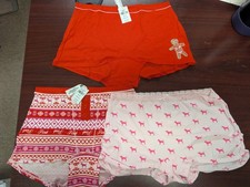 Victoria's Secret Panty Lot Of 3 Dorm Boyshort Gingerbread Vermillion M NWT