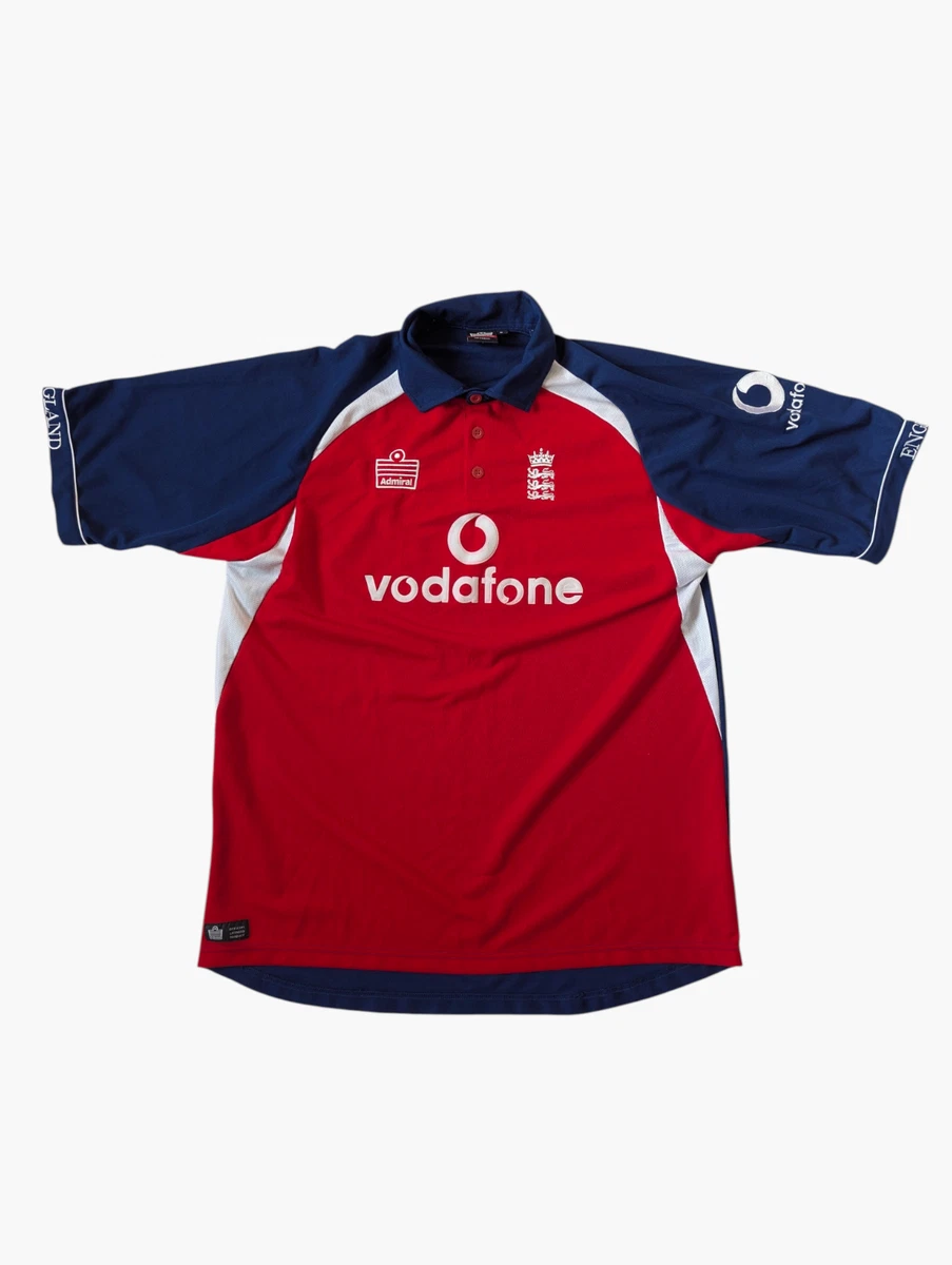 Maillot Vintage Angleterre Cricket Admiral Vodafone – Années 2000, Taille L, Bleu