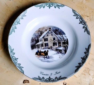 Courier & Ives Vintage Salad Plates with Matching Soup Bowls. 8 Each. Brand New