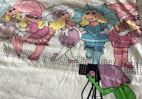 Vtg 1980 Lady Pepperell Full Flat & Fitted Set Miss Piggy No Iron Muslin