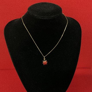 9ct Yellow Gold UnoAerre Enamel LadyBird Pendant & 375 Gold Chain (J) #461