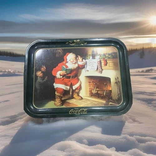 Vintage Coca Cola Metal Serving Tray, Christmas 1983 Collectors Item! Great Cond